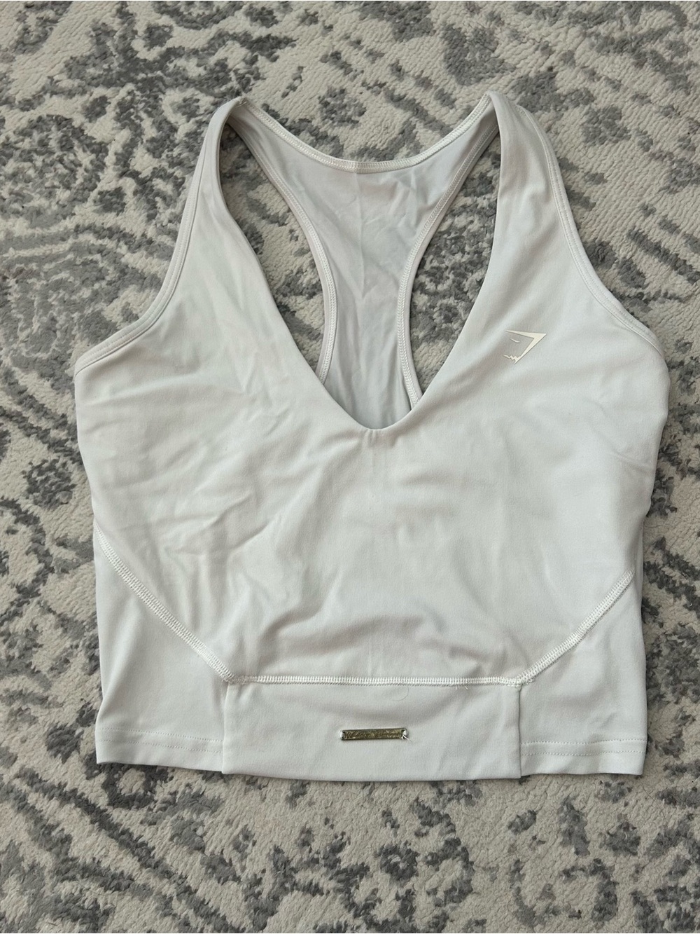 Gymshark Whitney Simmons White Racerback V-Neck Crop Tank